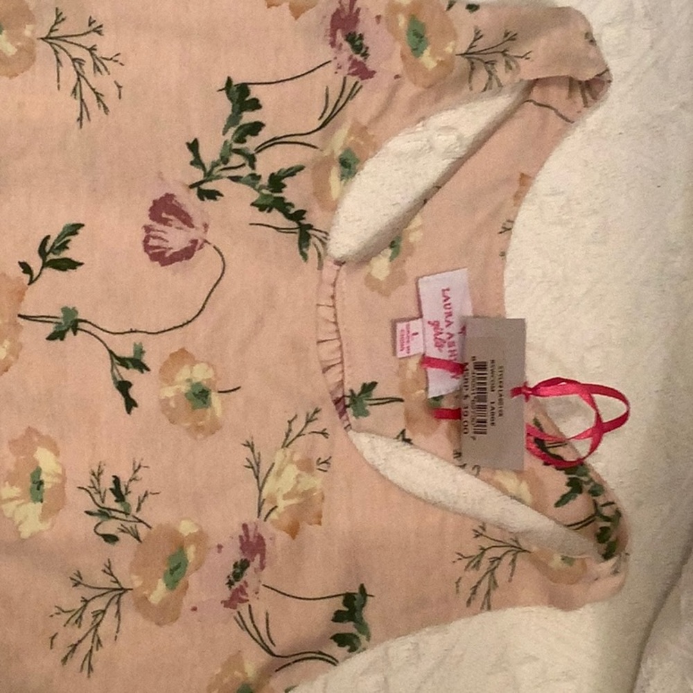 NWT Girls Laura Ashley Pink Floral Dress Sz L